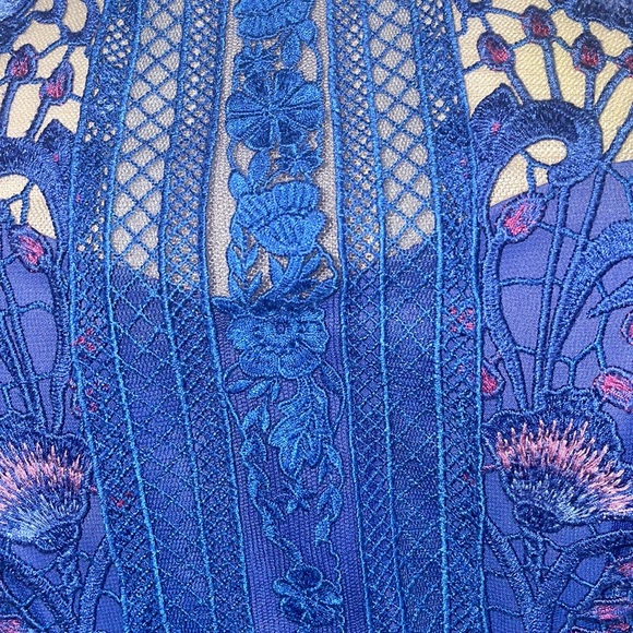 Marchesa Blue and Pink Lace Mini Dress - Picture 4 of 14